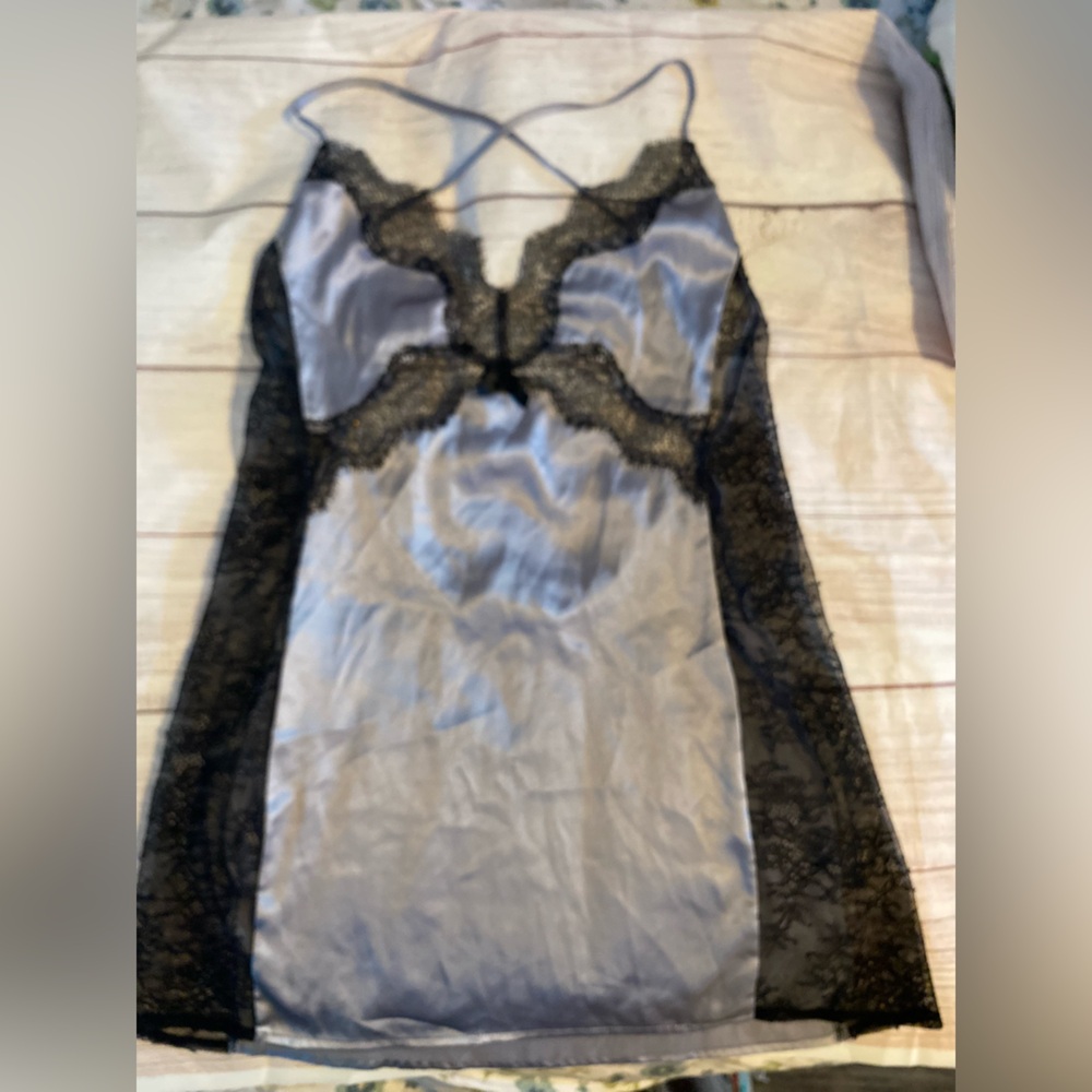 Victoria's Secret Black and Gray Lace slip dress